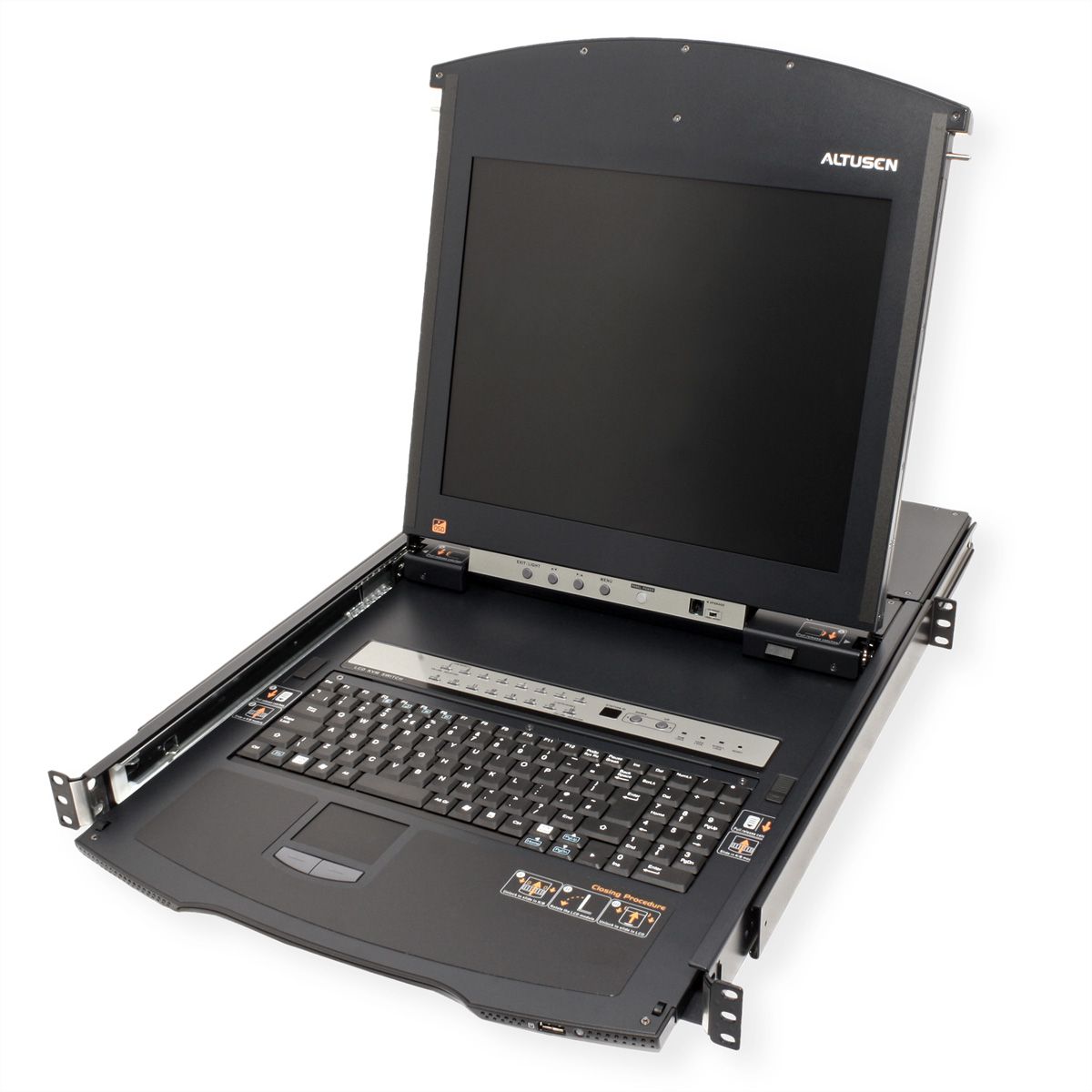 ATEN KL1516AiM KVM Over-IP Switch, 43cm TFT, VGA, PS/2-USB über Kat 5, 16 Ports, IT-Layout