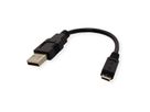 ROLINE USB 2.0 Kabel, USB A Male - Micro USB B Male, zwart, 0,15 m