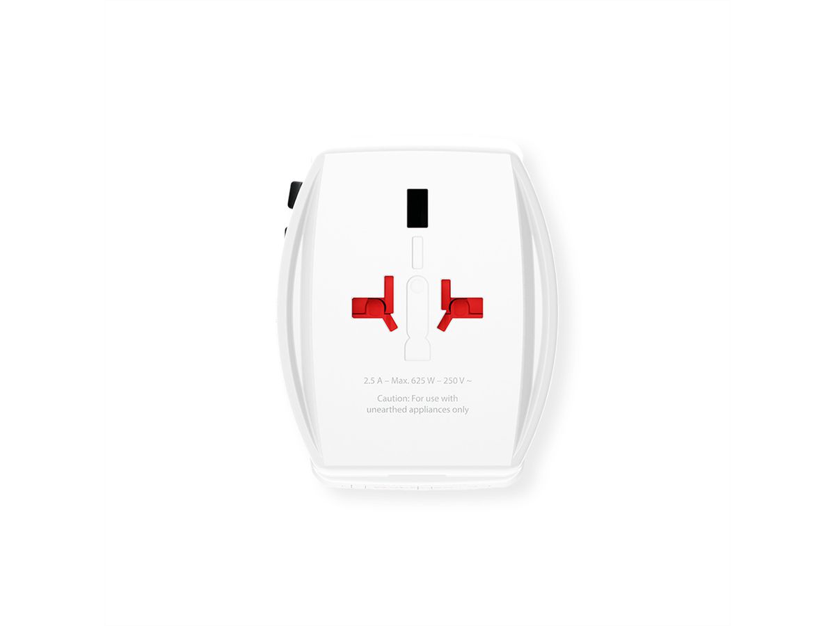 Skross MUV USB AC65PD World Travel Adapter with USB C Cable, worldwide