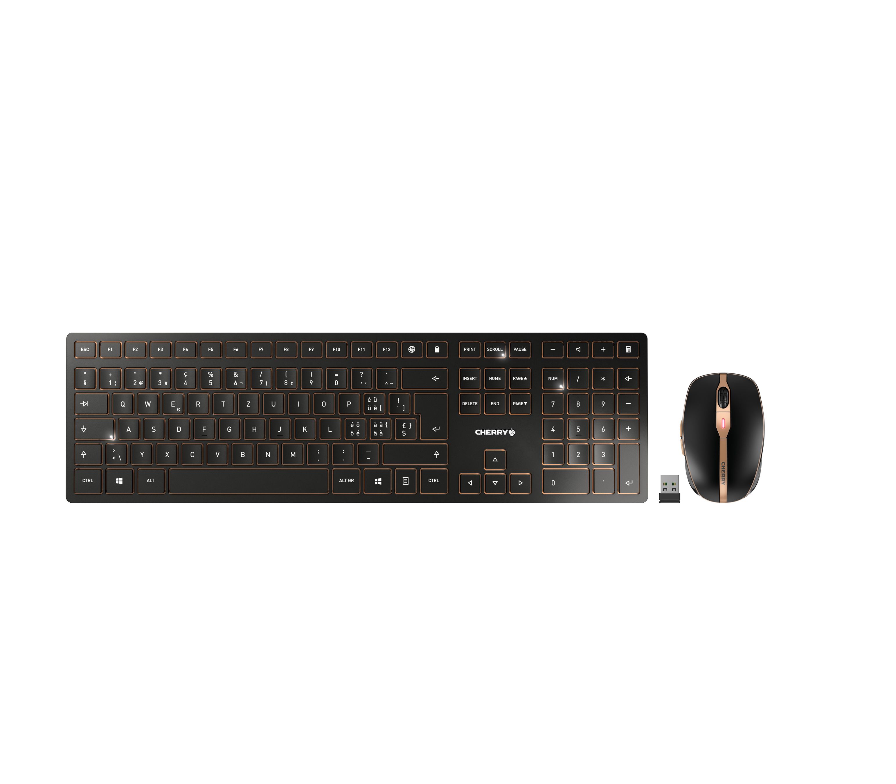 CHERRY DW 9100 SLIM toetsenbord Inclusief muis Universeel RF-draadloos + Bluetooth QWERTZ Zwitsers Zwart