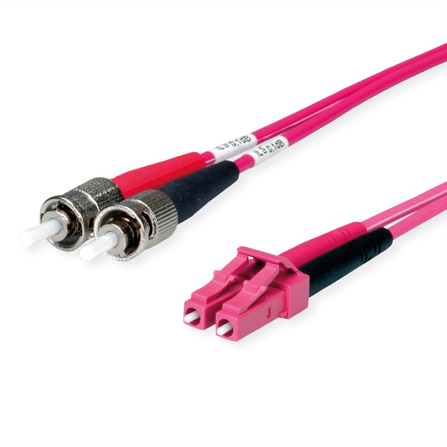 TELEGÄRTNER duplex-adapterkabel 50/125 OM4, 2x ST, 1x LC duplex connector, violet, 5 m
