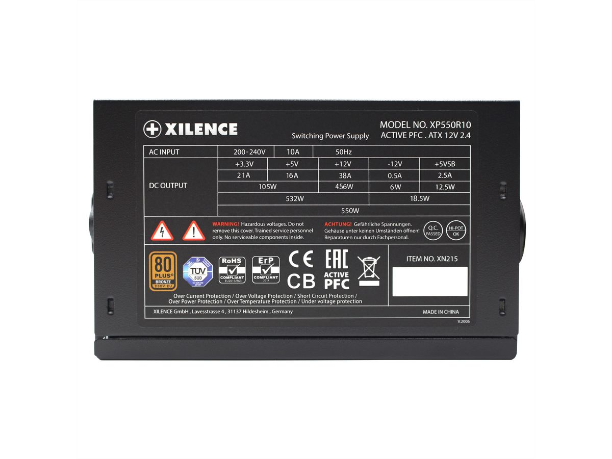 Xilence XP550R10 550W PC voeding, 80+ Bronze, ATX