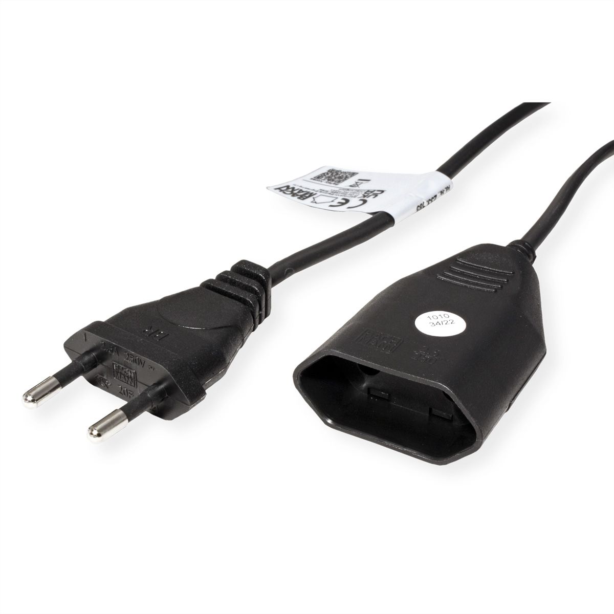 BACHMANN Euro extension lead 230V/2.5A, black, 2 m