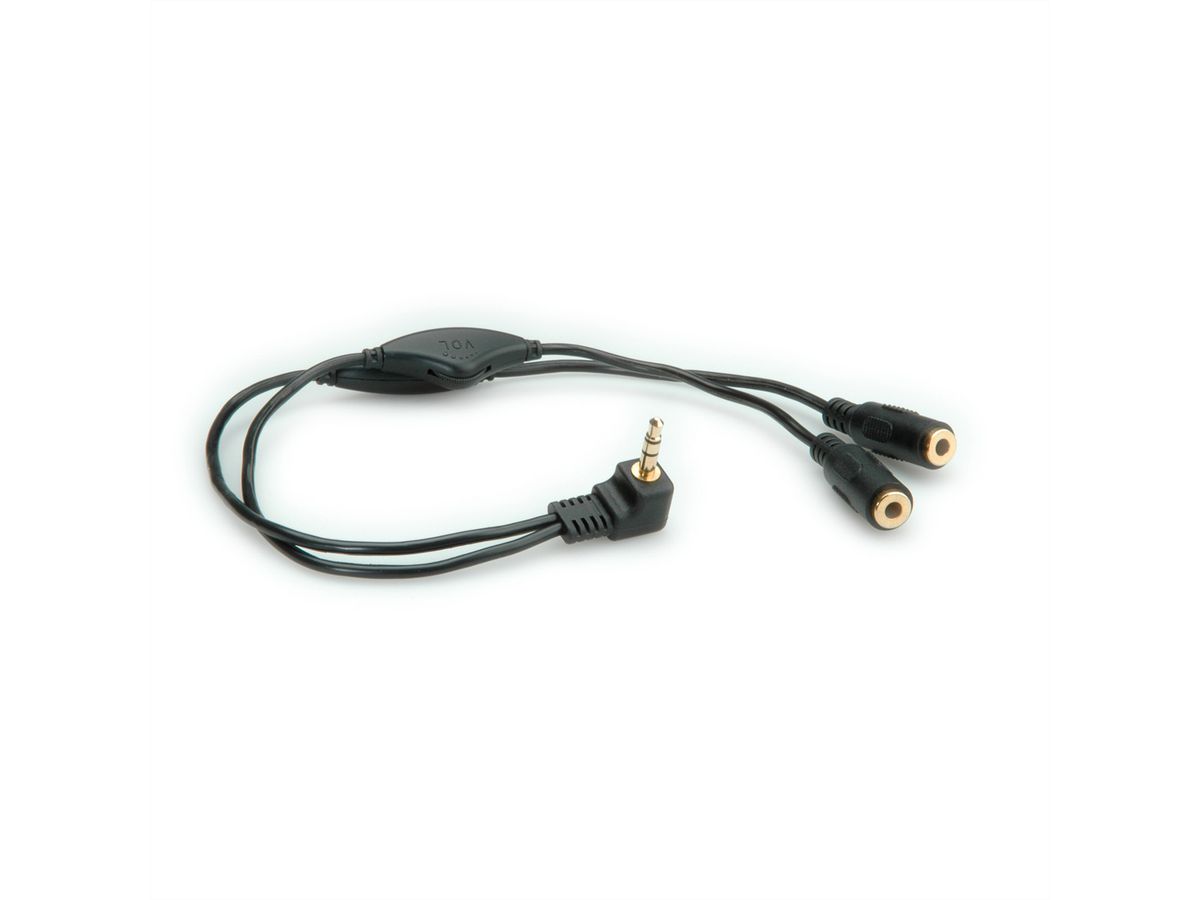 ROLINE speaker Y-kabel, 3,5 mm (male, 2x female), met volumeregeling