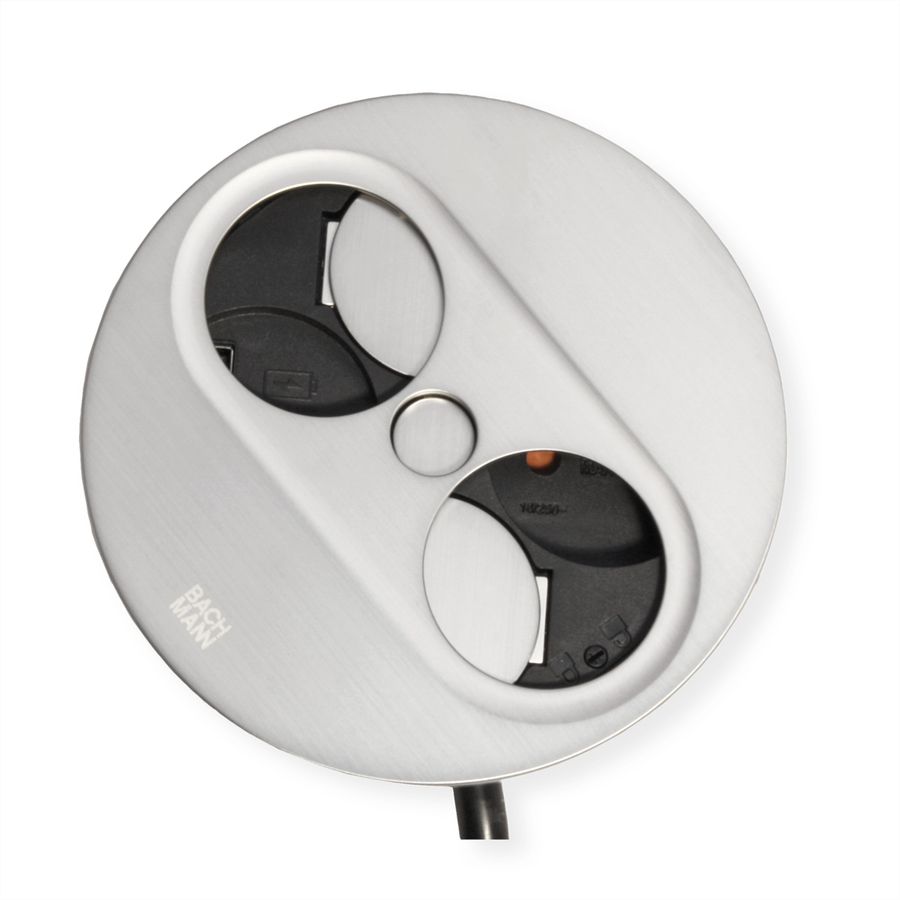 BACHMANN TWIST 2 1xUTE 1xUSB A/C 22W 2.0m AEH stainless steel look round