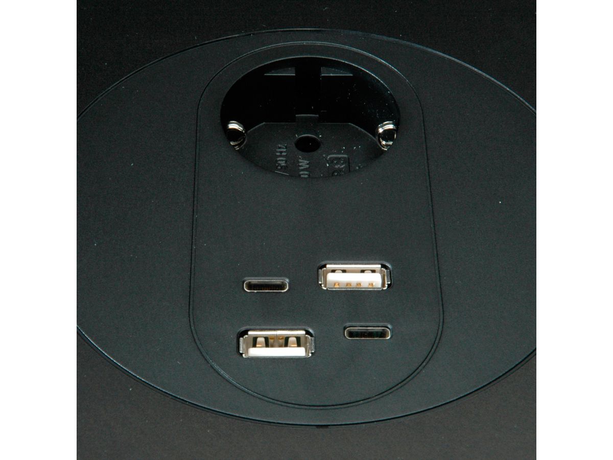 BACHMANN MOV:E POWER UNIT 1x CEE7/3 2x Charger USB-A/C, 220W, schwarz