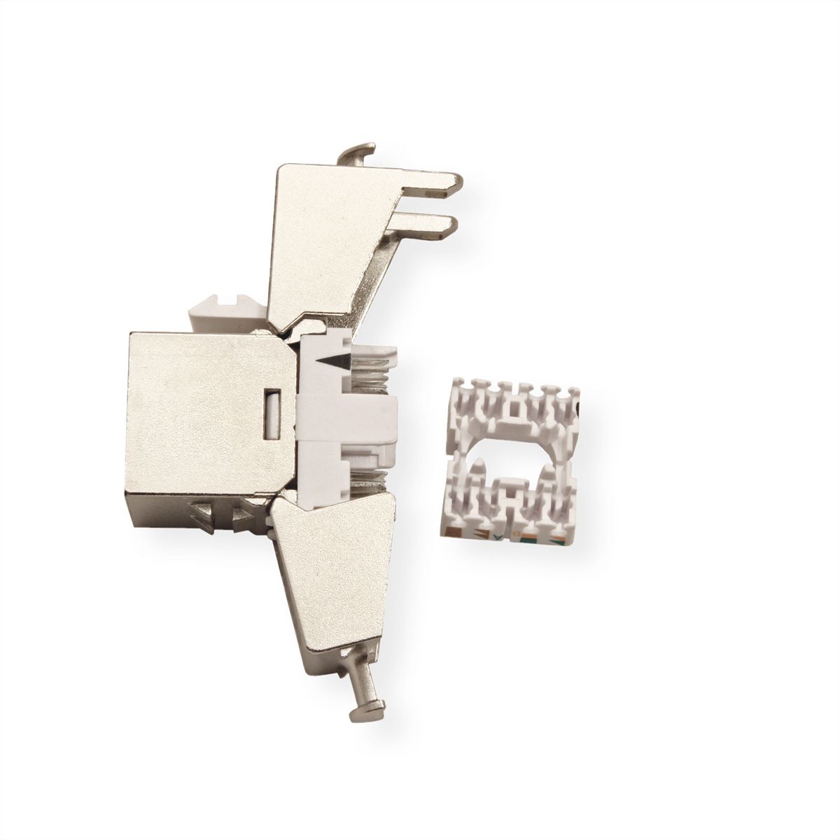 ROLINE Cat.6 (Class E) Keystone Jack, RJ-45, STP, SLIM, tool-free, silver