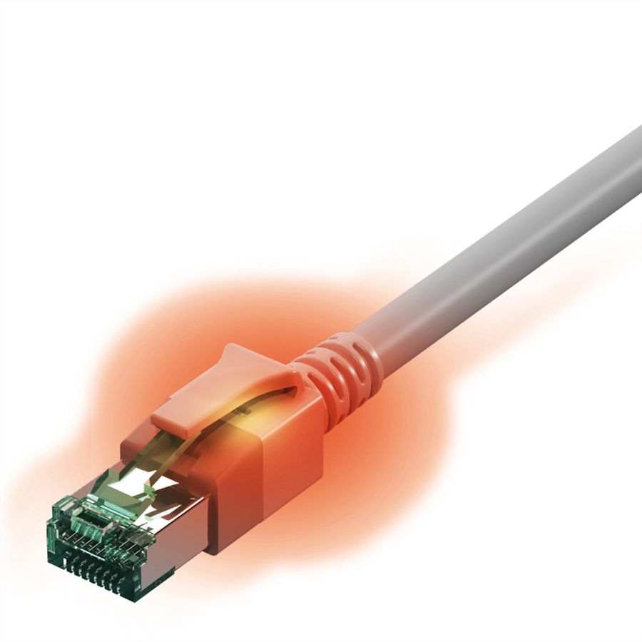 EasyLan S/FTP DualBoot LED Patch Cable Cat.6A, RJ45 / RJ45, LSOH, grey, 0.5 m