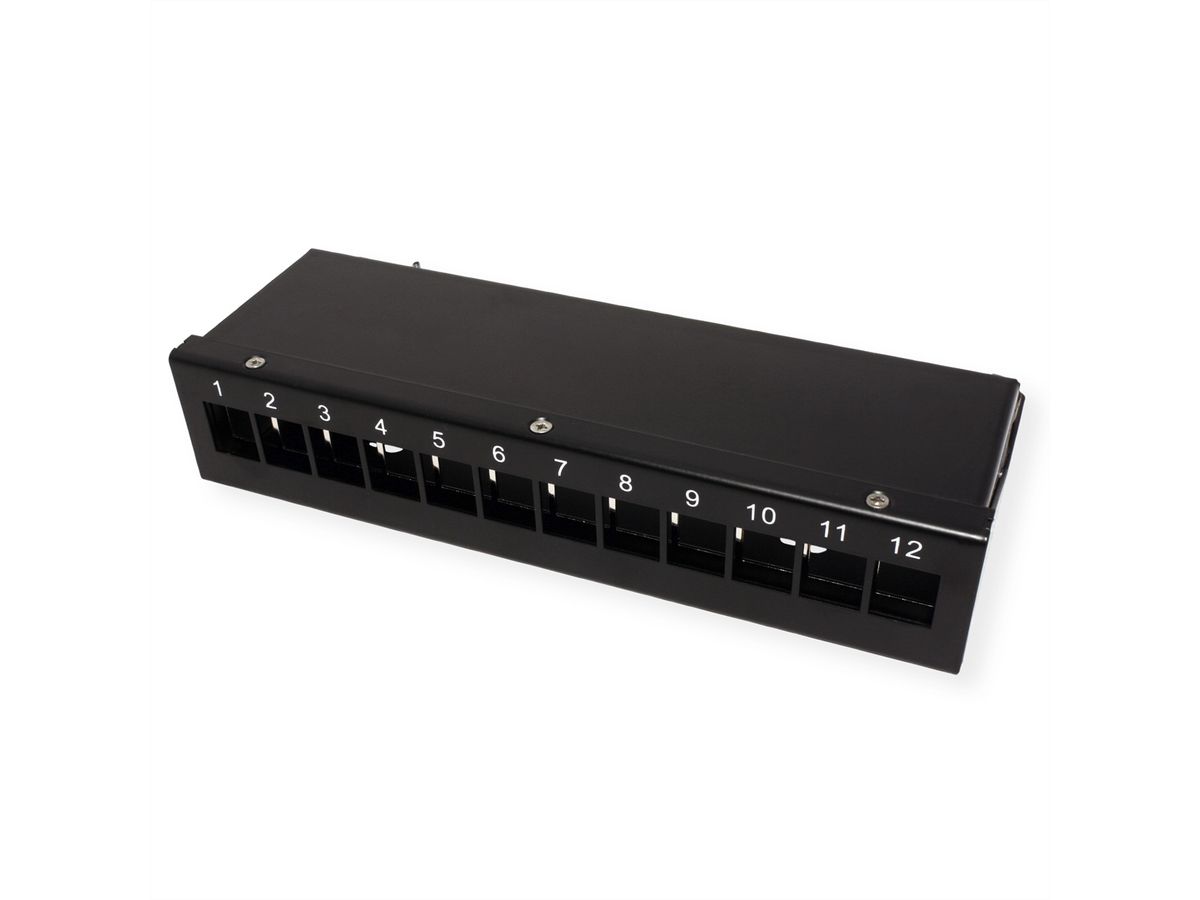VALUE Keystone module houder, 12 Poorts, zwart