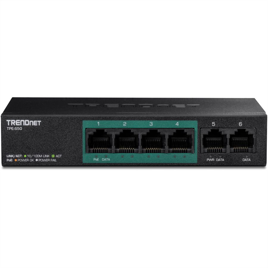 TRENDnet TPE-S50 6-poorts PoE-switch 10/100Mbps 60W