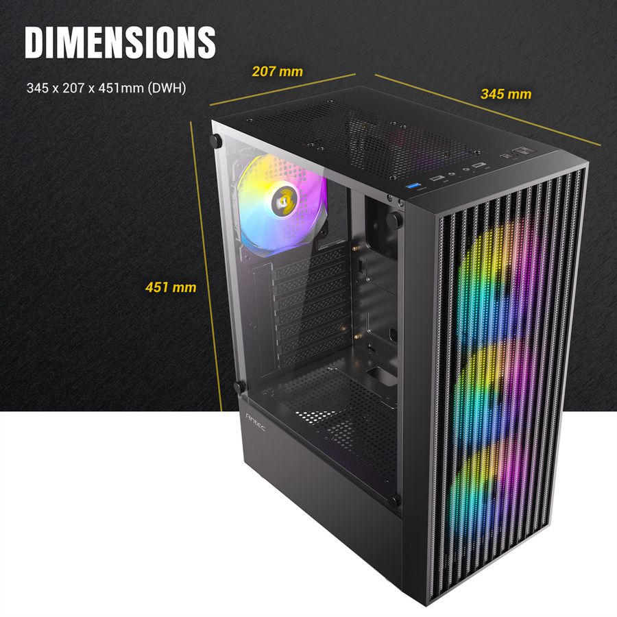 ANTEC AX27 RGB Elite PC case Midi Tower Gaming ATX, black