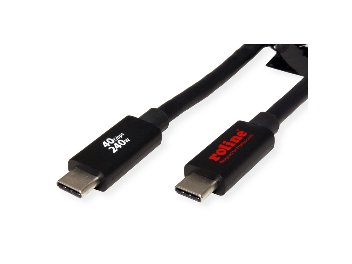 ROLINE Cable USB4 Gen3x2, with Emark, C–C, M/M, 240W, black, 2 m