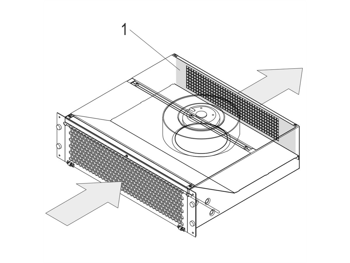 SCHROFF Air Deflector Plate for 19" Pusher Fan, 3 U, Hose Connection Upper Rear