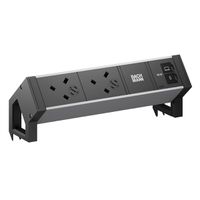 BACHMANN DESK2 ALU BLACK 2xUK, 1xUSB C/C 65W L=0,2m