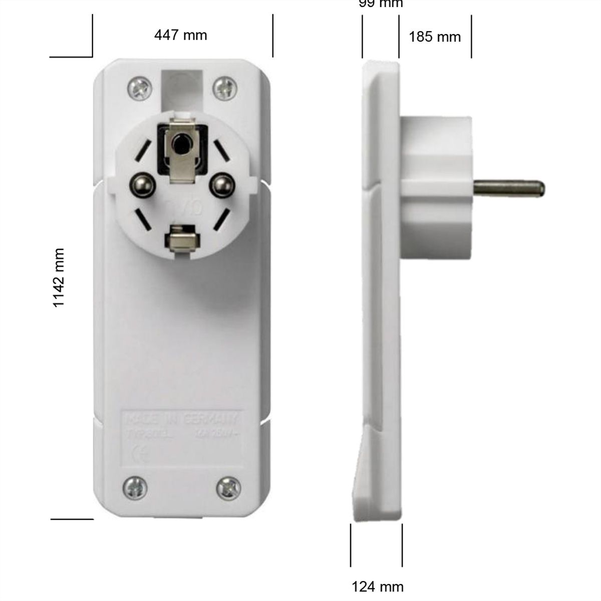 BACHMANN SmartPlug flat plug 1x earthing contact white, 1.5m