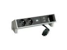 BACHMANN DESK2 2xbeschermend contact USB A&C, USB Lader 22W 1xABD 0,2m GST18 INOX