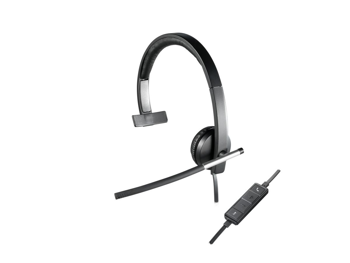 Logitech H650e Headset Bedraad Hoofdband Kantoor/callcenter USB Type-A Zwart, Zilver