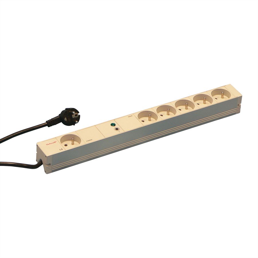 SCHROFF Socket Strip, UTE, Master?Slave, 6 Sockets, 19"