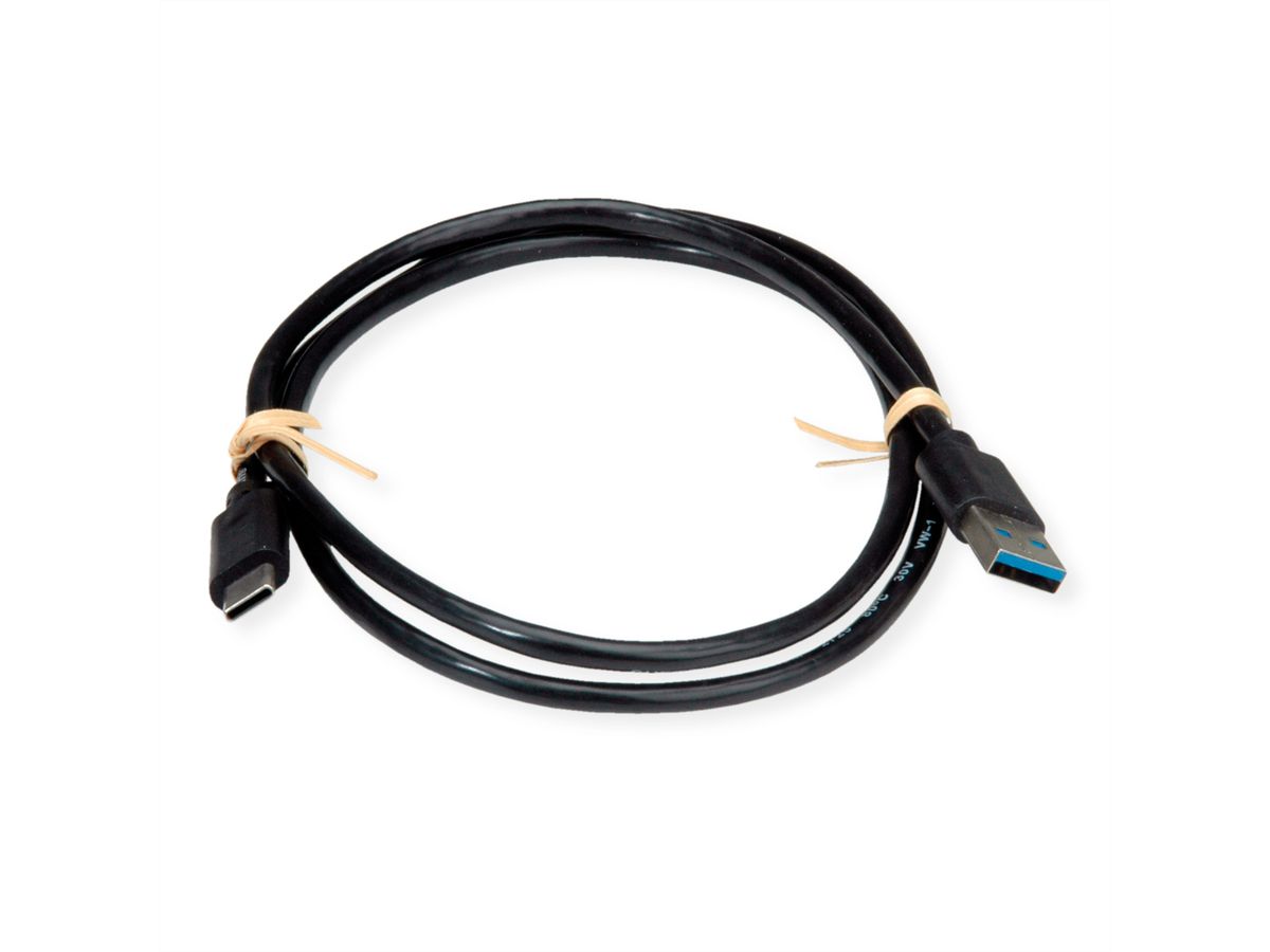 ROLINE RM USB 3.2 Gen 1 Cable, A-C, M/M, black, 0.5 m