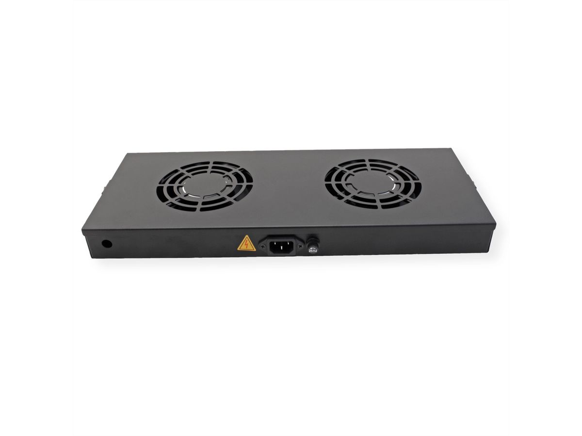 ROLINE 19" Fan unit with 2 fans, ON/OFF black
