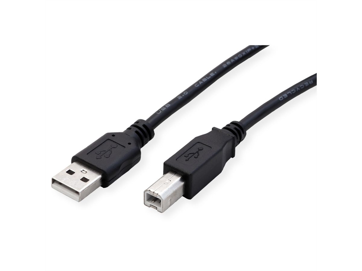 ROLINE RM USB 2.0 kabel, Type A-B, zwart, 1,8 m