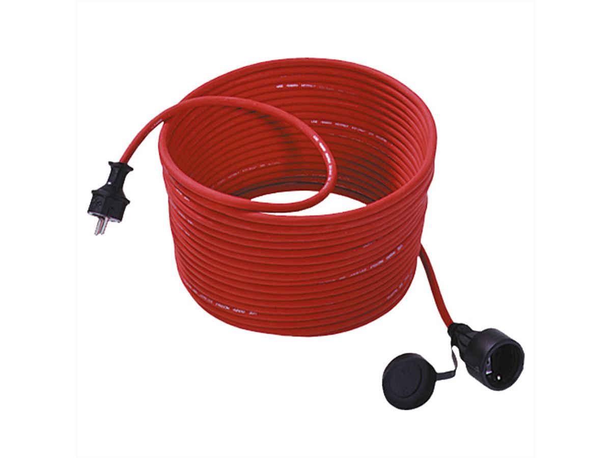 BACHMANN lawn mower extension, earthing contact 16 A/250 VAC, red, Rubber / neoprene, 25 m