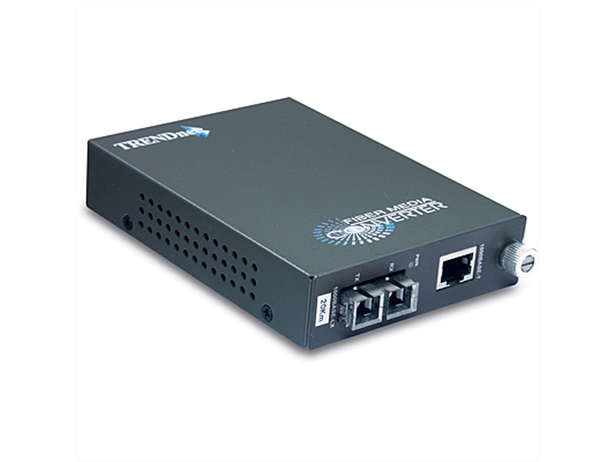 TRENDnet TFC-1000S20 FiberConv. 20KM 1000Base-T to 1000Base-FX Single Mode SC