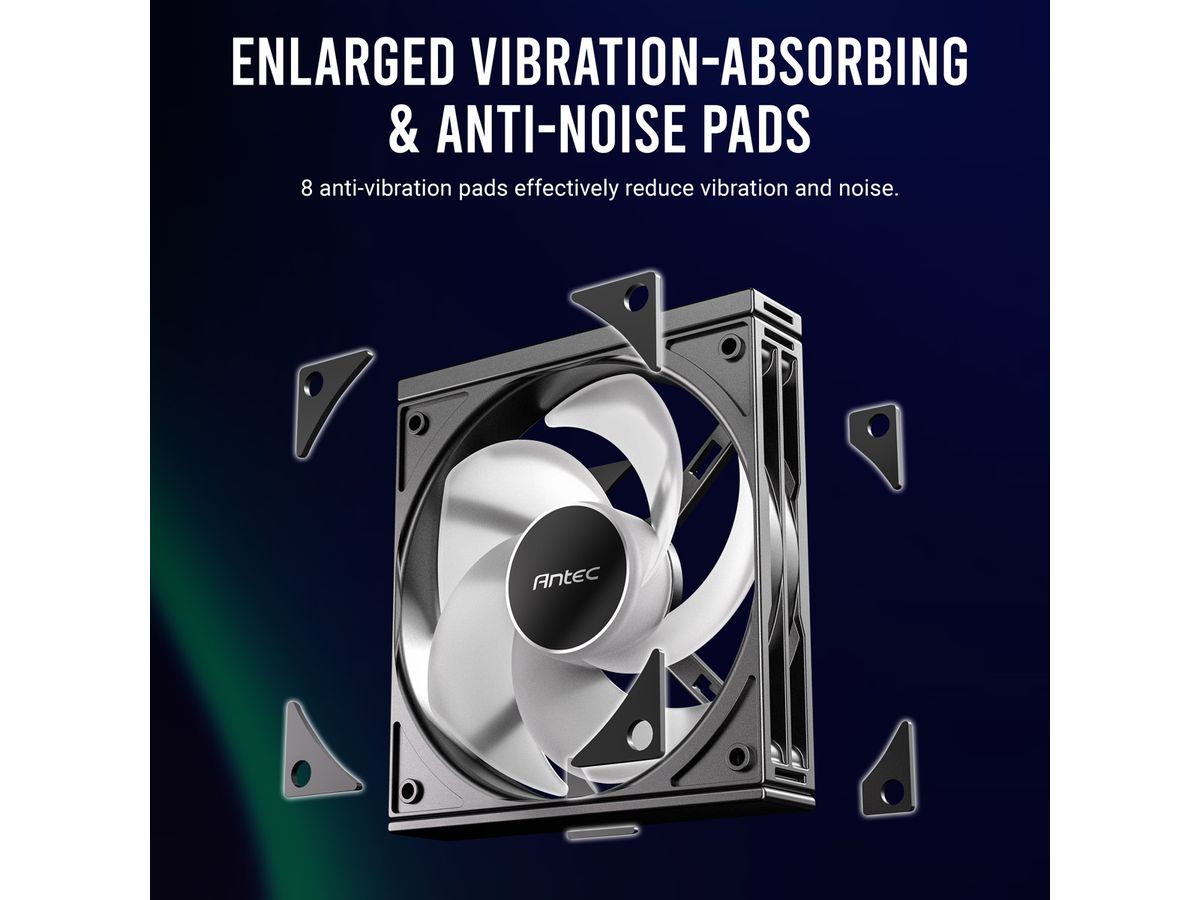 ANTEC C120 ARGB Fan Reverse PC Case Fan 120mm 3-in-1-Pack, black