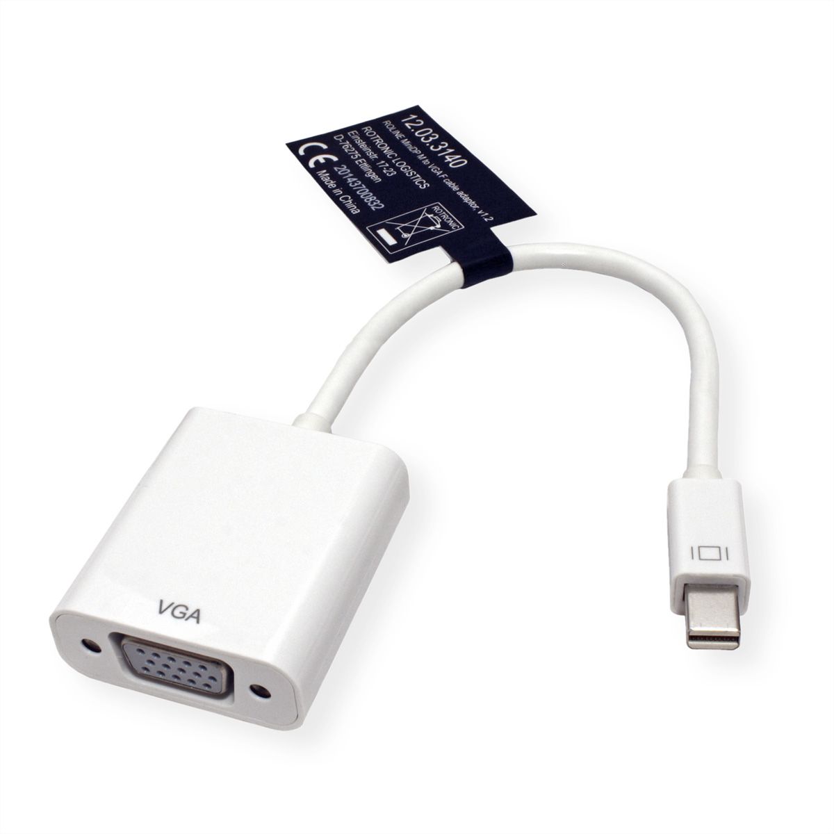 ROLINE Mini DisplayPort-VGA Adapter, v1.2, Mini DP Male - VGA Female