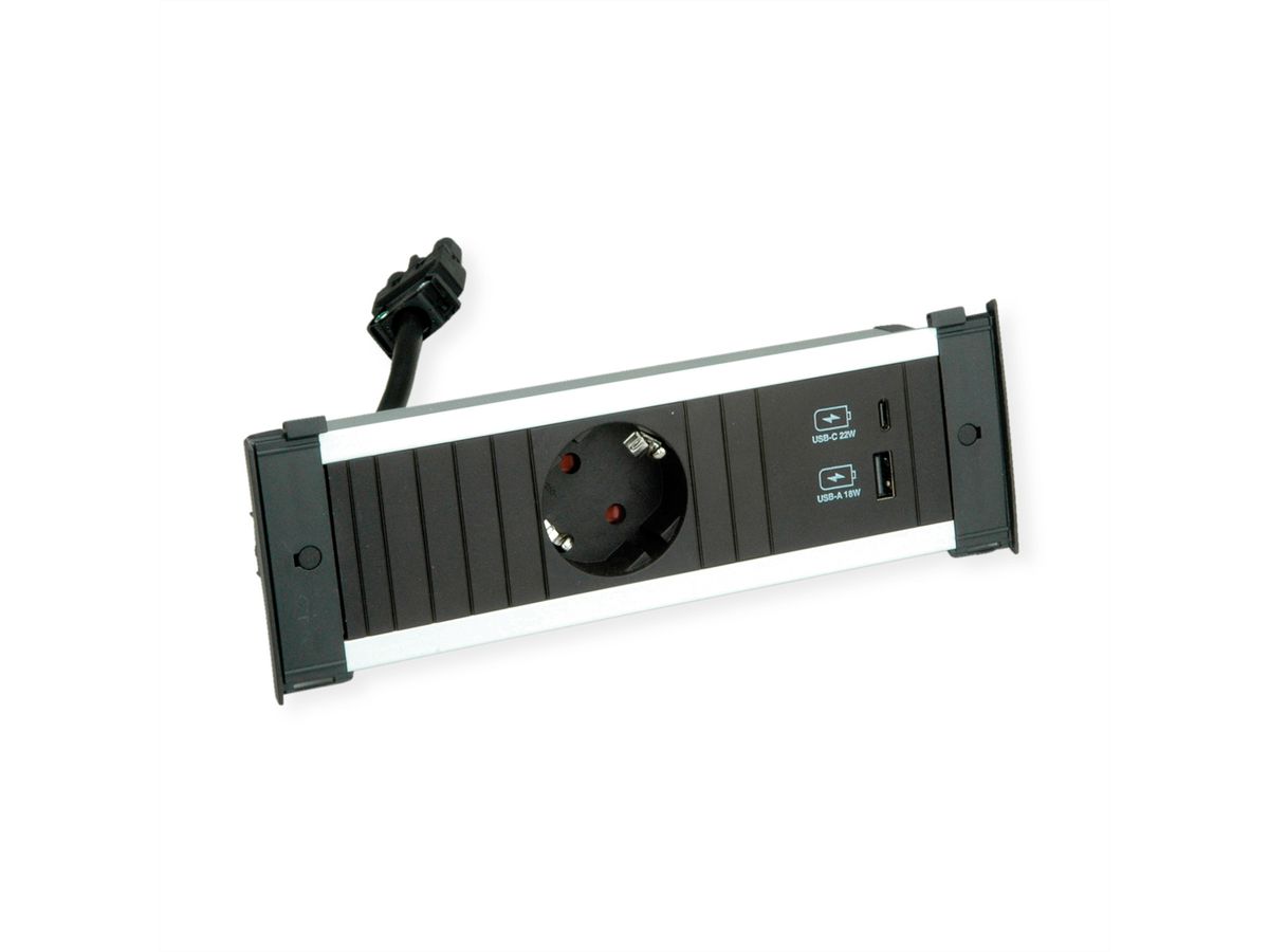 BACHMANN KAPSA S 1xCEE7/3, 1xUSB A/C 22W 0.2m GST18