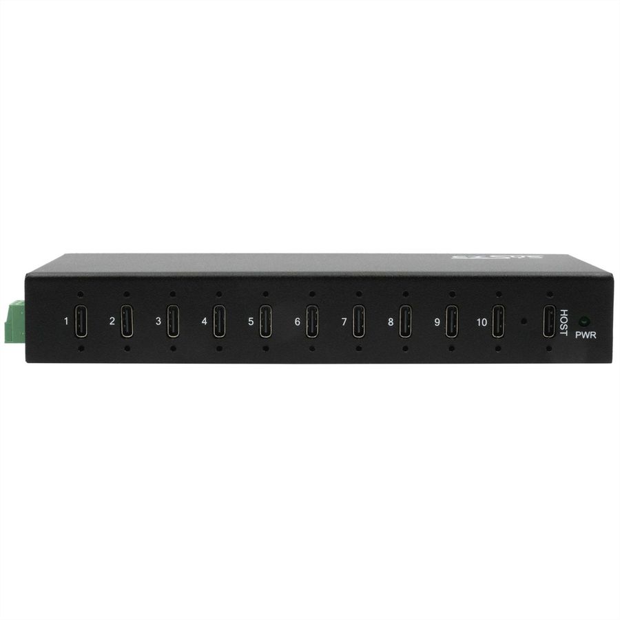 EXSYS EX-12270HMS 10-Port USB 3.2 Gen 2x1 Metal HUB, 15KV ESD Protection for Wall and DIN-Rail Mounting