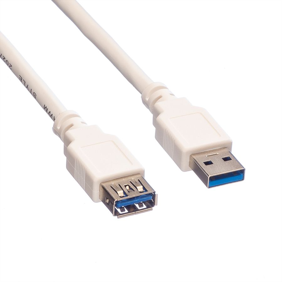 VALUE USB 3.2 Gen 1 Kabel, type A-A, M/F, wit, 0,8 m