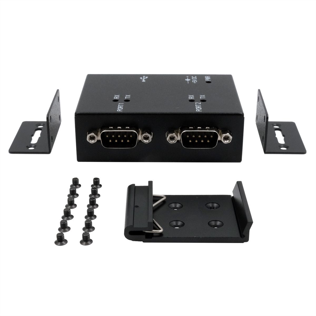 EXSYS EX-13072HM USB 2.0 naar 2 x seriële RS-232 poorten metalen behuizing FTDI chipset