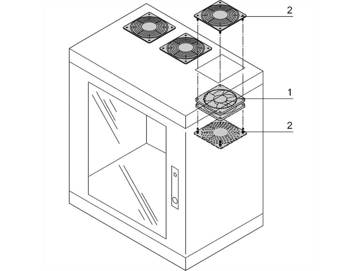 SCHROFF Epcase Top Mounted Fan, 230 V With grille, A