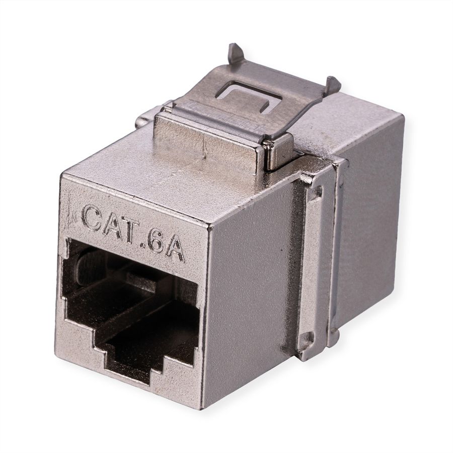 VALUE RJ-45-koppeling, keystone, afgeschermd, Cat.6A (Klasse EA), korte uitvoering, zilver