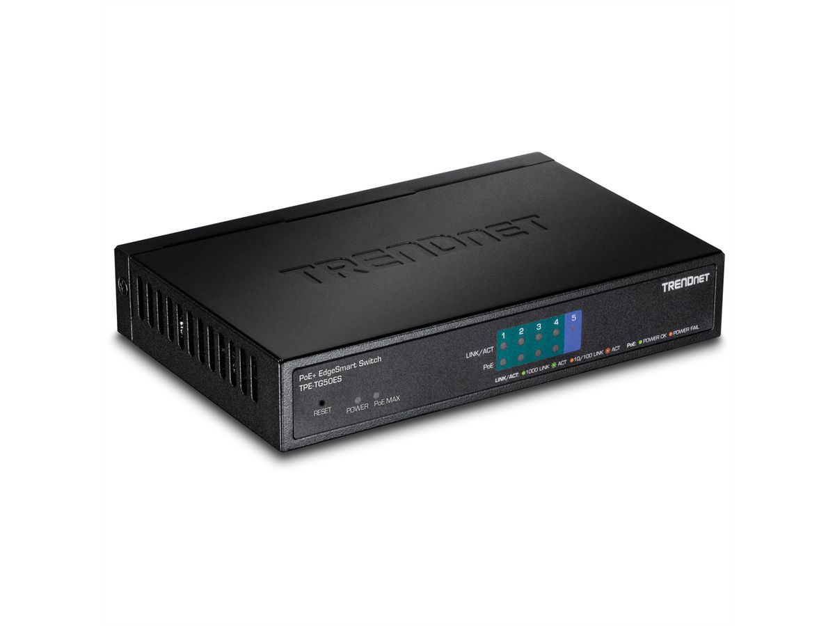 TRENDnet TPE-TG50ES PoE+ Switch (31W) 5-poorts Gigabit EdgeSmart