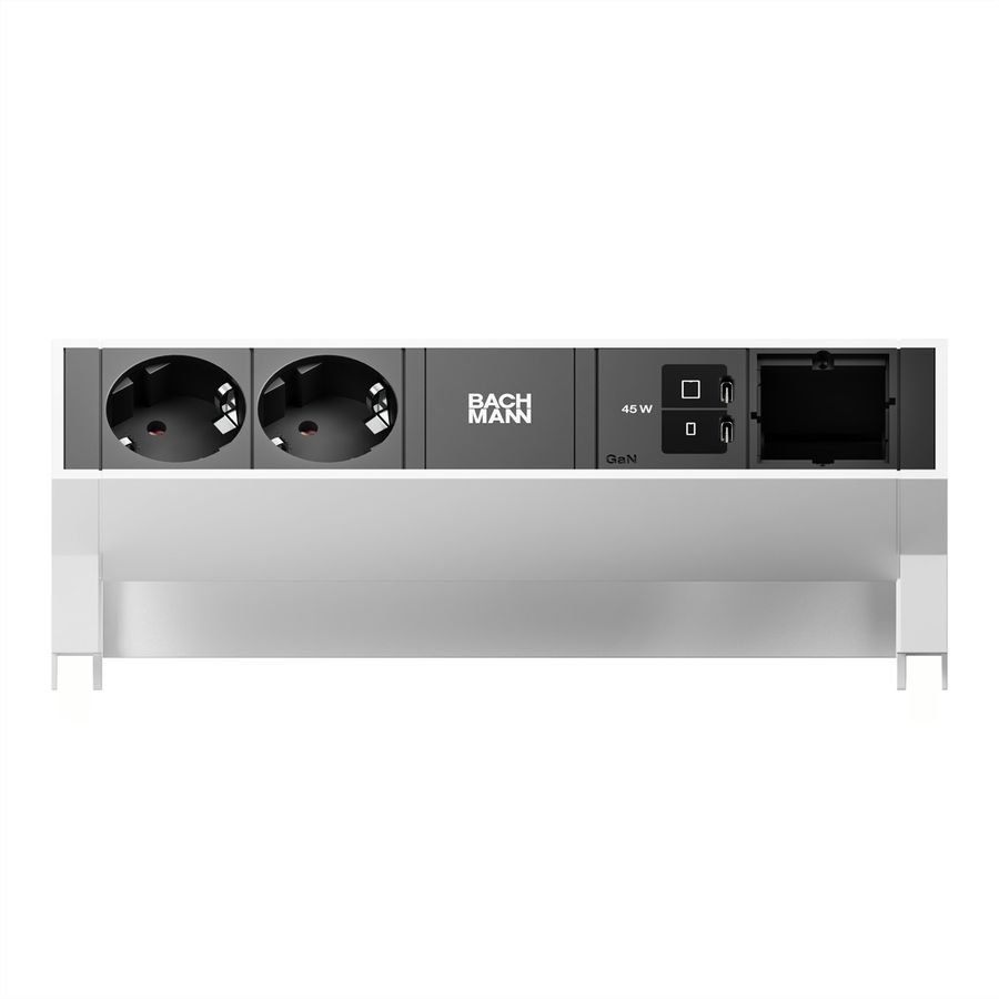 BACHMANN DESK2 2xCEE7/3 1xUSB C/C 45W, 1xCM L=0.2m INOX