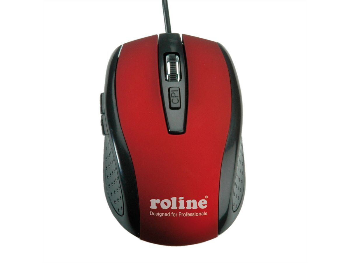 ROLINE Mouse, optical, USB, red/black