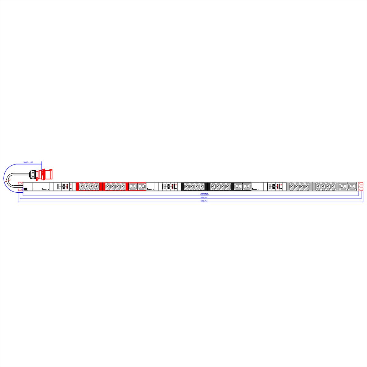 BACHMANN IT PDU ALU 1U 24x C13 6x C19 2LS CEE 3x32A red