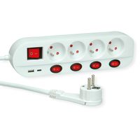 ROLINE 4-voudige stekkerdoos met schakelaar, UTE versie, USB-oplader A+C, 1,5 m
