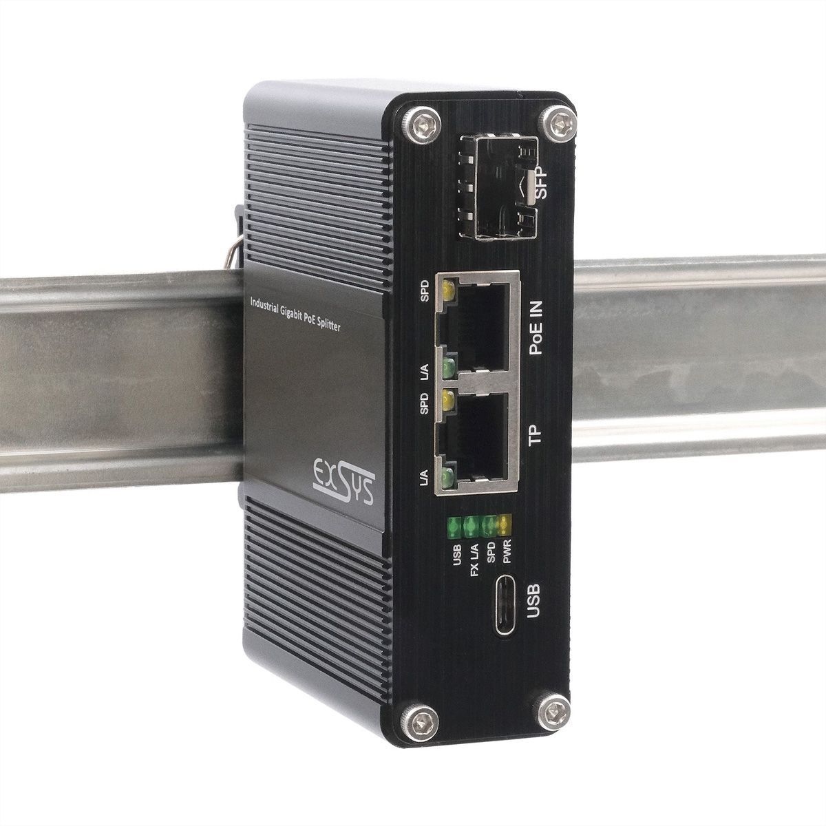 EXSYS EX-60328 PoE++ Gigabit Splitter USB-C PD 60W, SFP, Network adapter