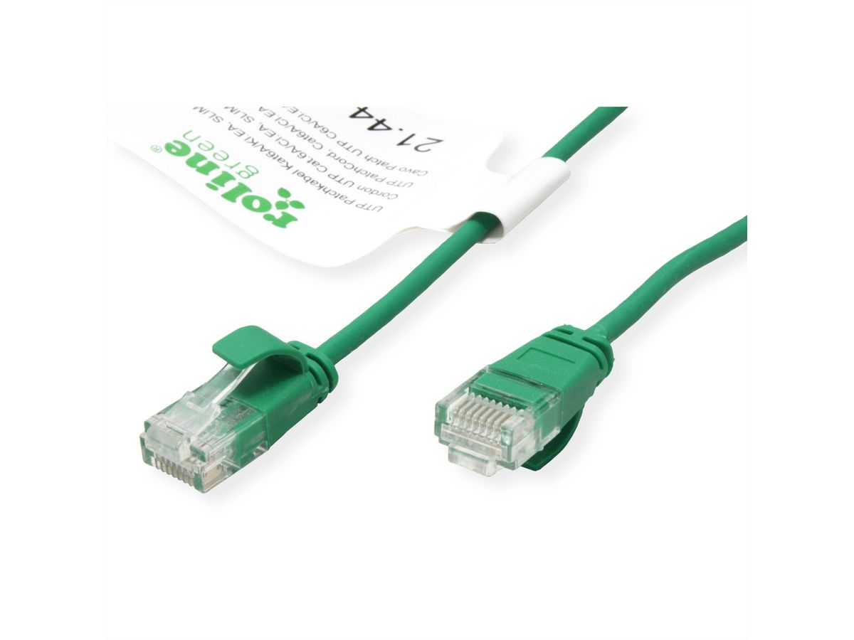 ROLINE GREEN UTP patchkabel Cat.6A (Class EA), LSOH, extra dun, groen, 0,15 m