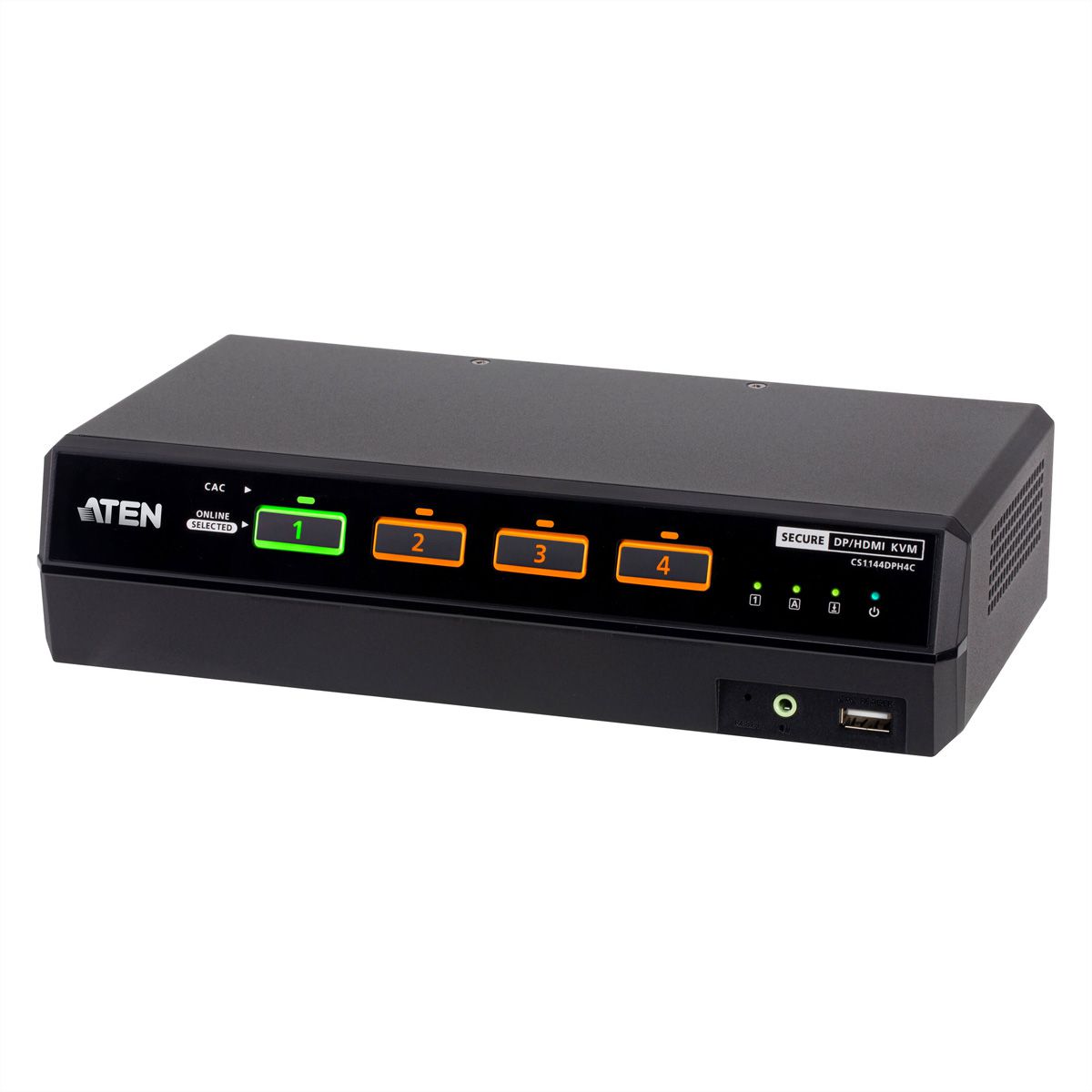 ATEN CS1144DPH4C 4-poorts USB 5K DP/HDMI, Universele Secure KVM switch voor twee beeldschermen met kaartlezer