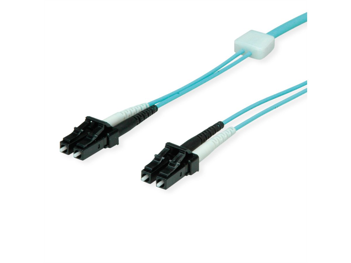 saCon glasvezel LED patchkabel duplex 50/125µm OM3, LC/LC, turkoois, 7,5 m