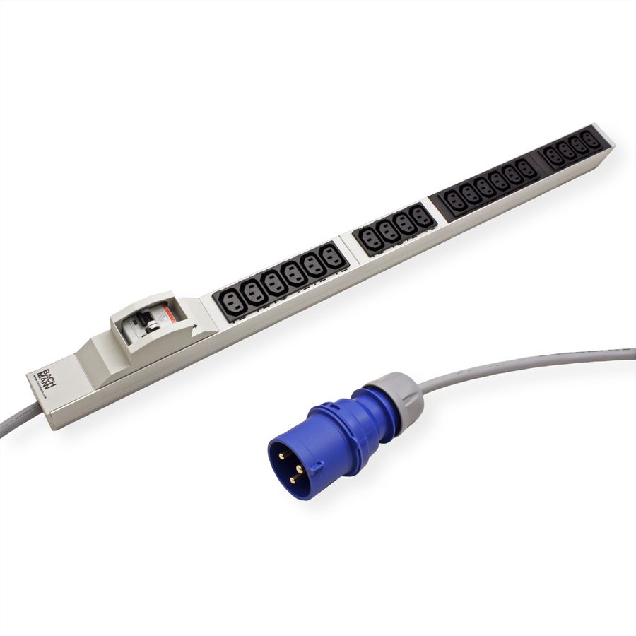 BACHMANN IT PDU ALU 1U 20x C13 2x circuit breaker CEE 32A blue