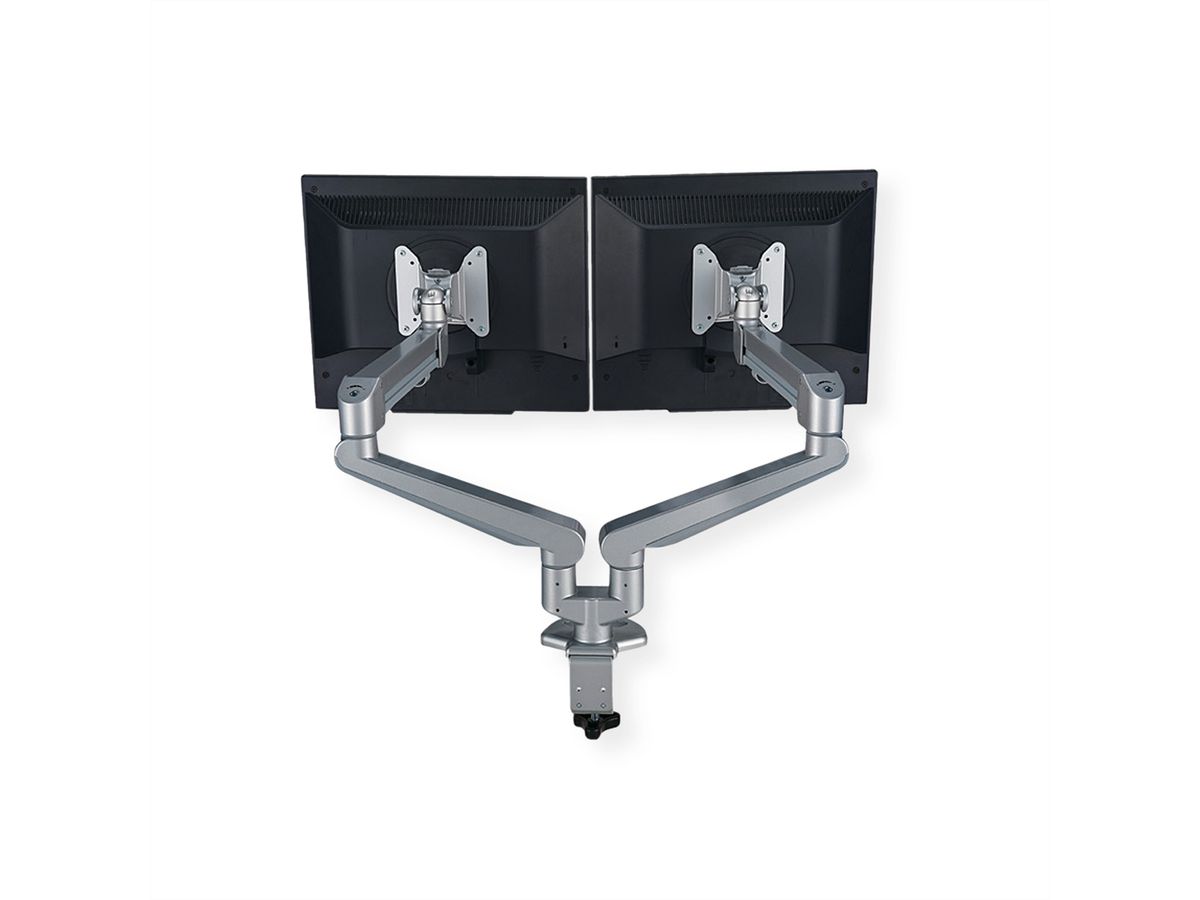 ROLINE Dual LCD Monitor Stand Pneumatic, Desk Clamp, Pivot, 2 Joints