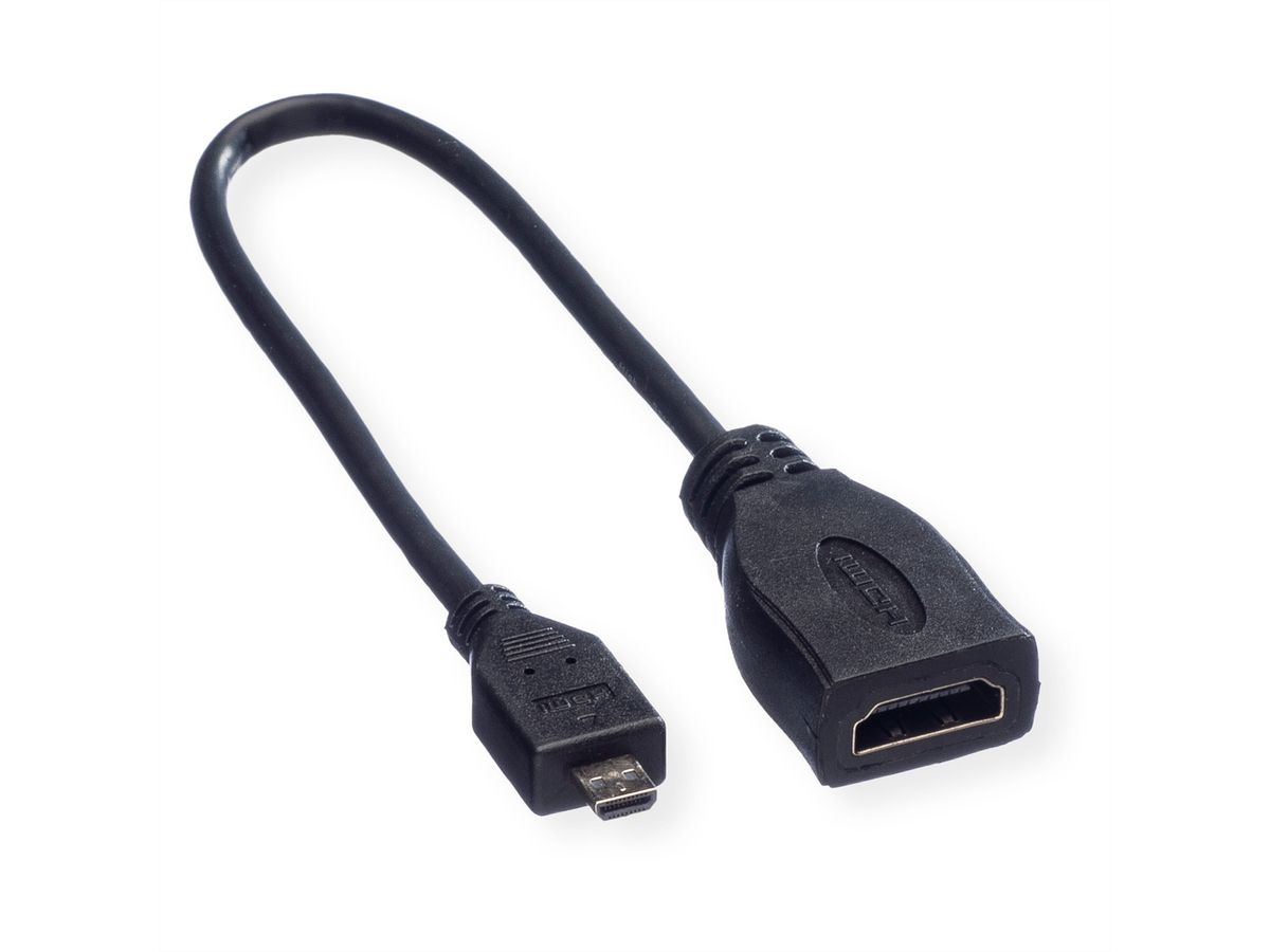 ROLINE HDMI High Speed Cable + Ethernet, A - D, F/M, 0.22 m