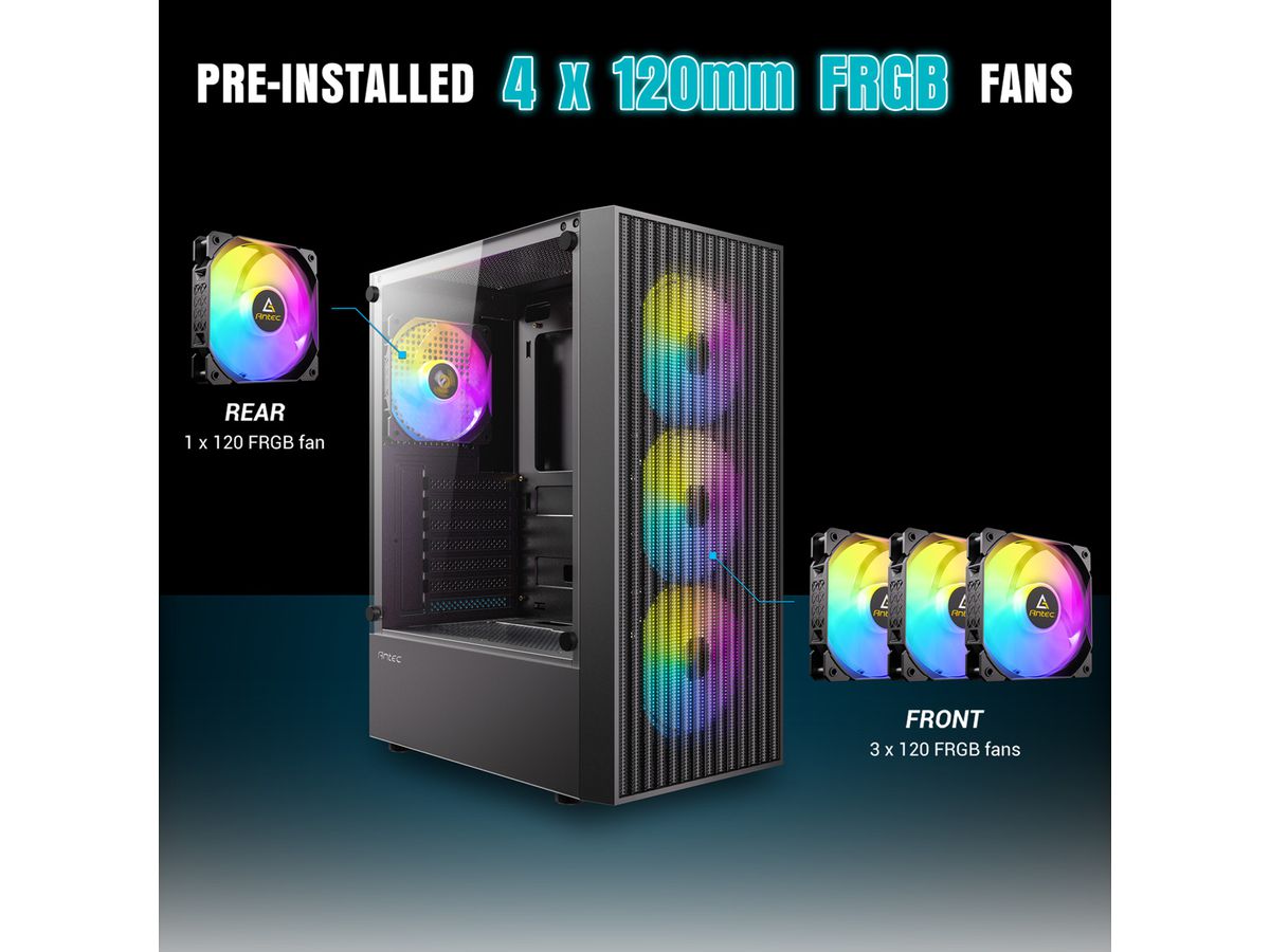 ANTEC AX27 RGB Elite PC case Midi Tower Gaming ATX, black