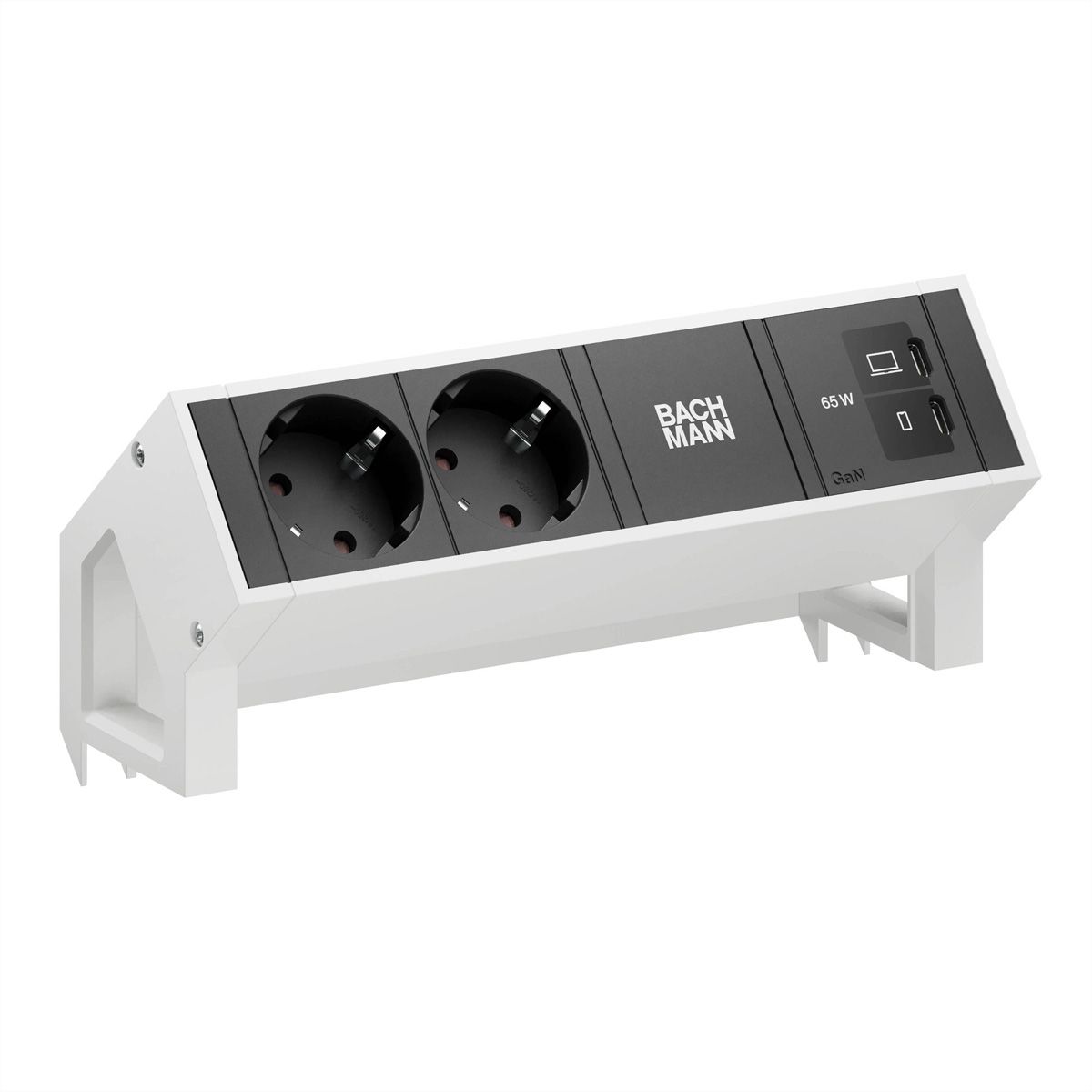 BACHMANN DESK2 2xCEE7/3 1xUSB C/C 65W, L=0.2m RAL9010