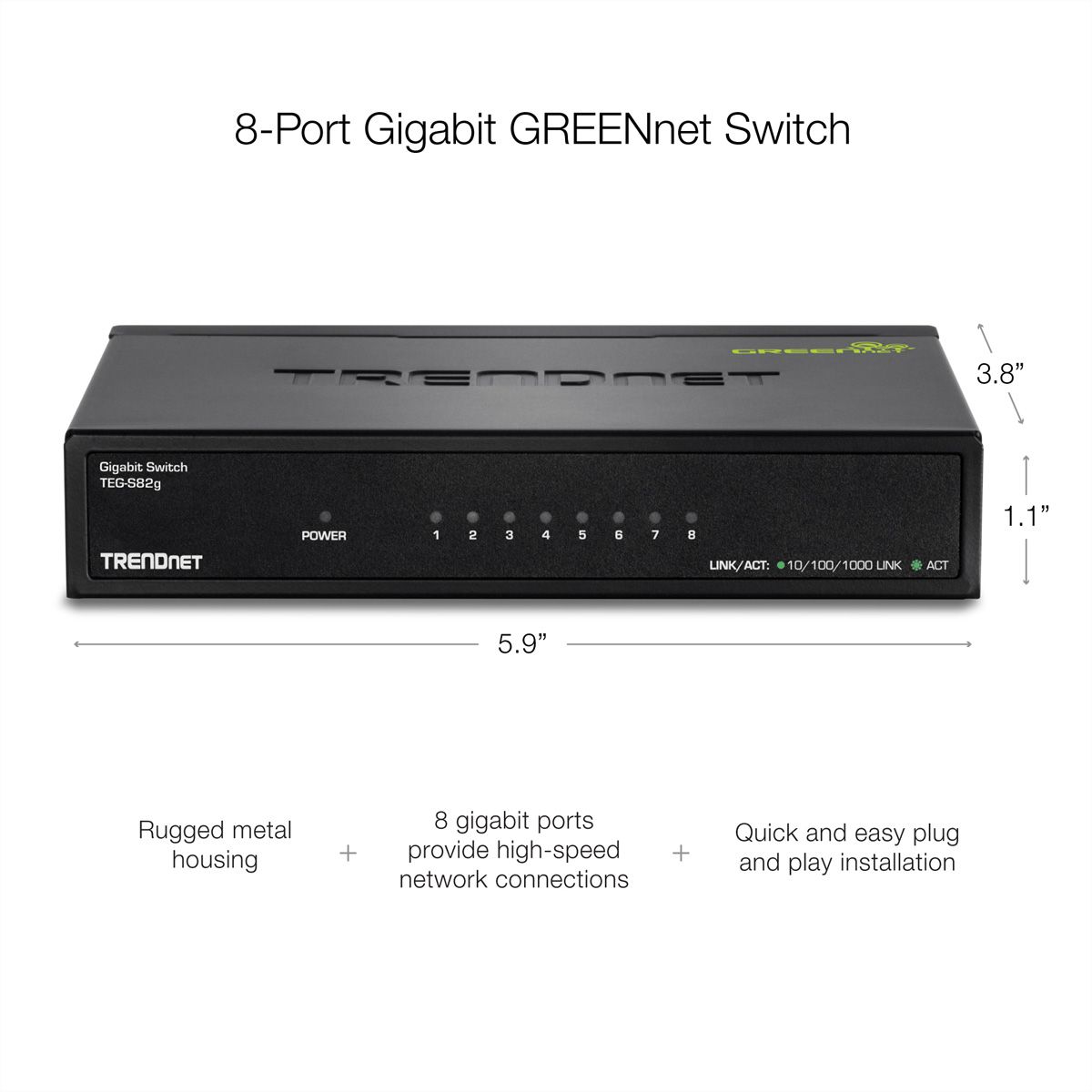 TRENDnet TEG-S82g 8-Poorts Gigabit GREENnet Switch